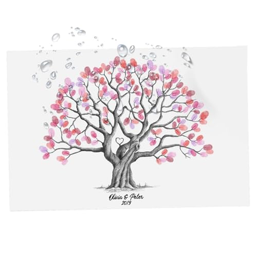 Lienzo de árbol de dactilares, libro de invitados creativo, póster decorativo de recuerdo, arte de recuerdo artístico, decoración de eventos personalizados, exhibición de firma personalizada