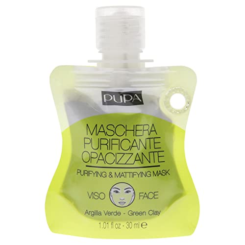 Pupa Milano Purifying and Mattifying Face Mask - Green Clay for Unisex 1 oz Mask, Clear, 29.57 ml (Pack of 1)