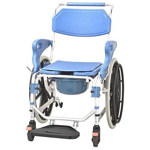 4 In 1 Shower Transfer Chair Wheelchair Commode With Drop Arm Large Rear Wheels For The Disabled #TOP2