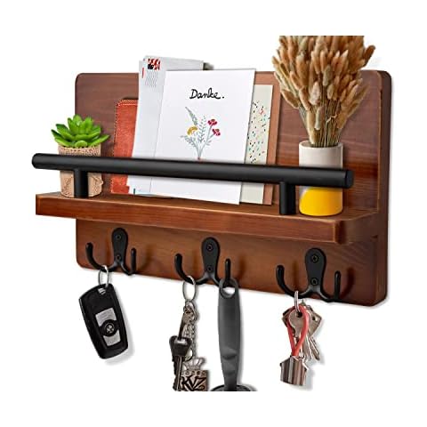 Comfify Pine Wood Key Holder with Mail Organizer Cover