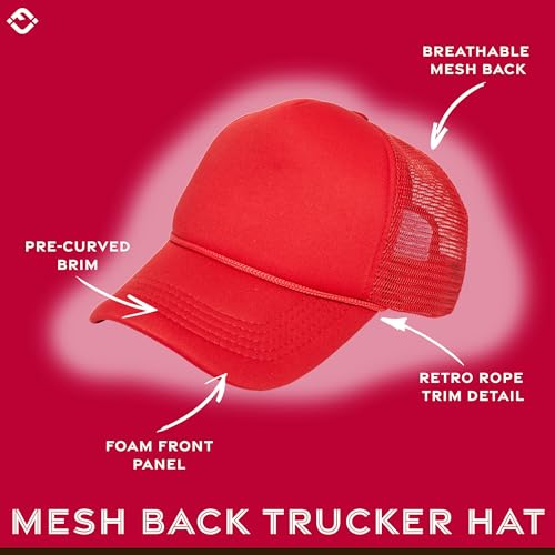 Image of Funky Junque Foam Trucker Hat, Trucker Hats for Women & Men - Blank Adjustable Snapback Mesh Back Baseball Cap