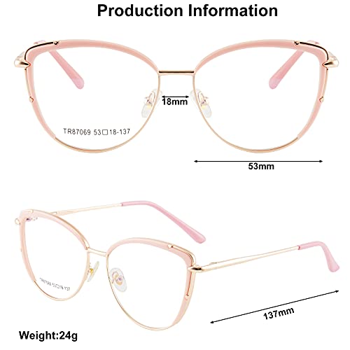 Image of Cat Eye Blue Light Blocking Glasses Women TR90 Lightweight Computer Eyeglasses Anti blue-ray Eyewear