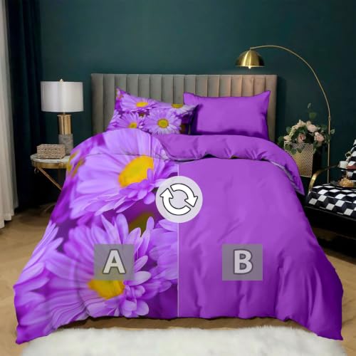 Housses de couettes fermeture éclair violette 220x240 sans repassage
