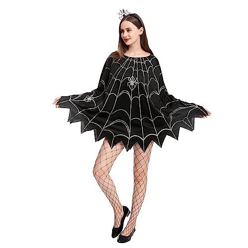 Spooktacular Creations Spinnennetz-Kleid-Poncho-Kostüme mit Spinnenstirnband für Halloween-Ankleideparty-Cosplay (Standard)