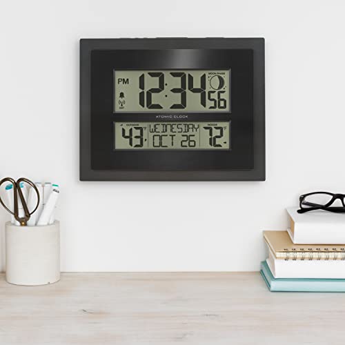 La Crosse Technology 513-75624-INT Digital Atomic Clock With Outdoor Temperature And Moon Phase,Black thumb #7