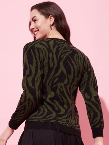 Image of Modeve Animal Print Round Neck Casual Women Sweater