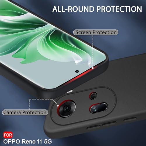 Image of TheGiftKart Sleek Back Cover Case for Oppo Reno 11 5G | Slim Fit Protective Design | Ultra Matte Finish | Camera Protection Bump | Soft Silicon Back Cover Case for Oppo Reno 11 5G (Silicone, Black)