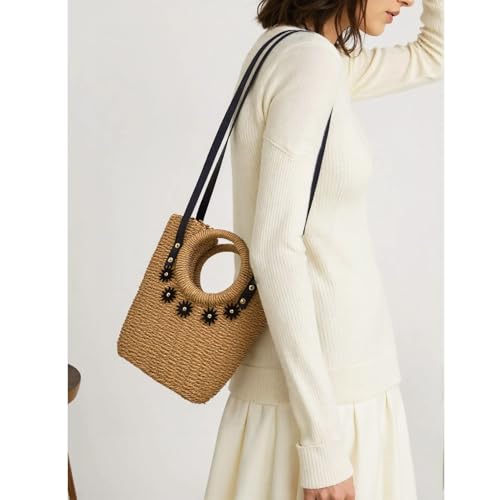 Small Beach Purse Straw Bag Vacation Handbags Summer Woven Straw Purse Tote Bucket Shoulder Bag Cute Purses For Women2