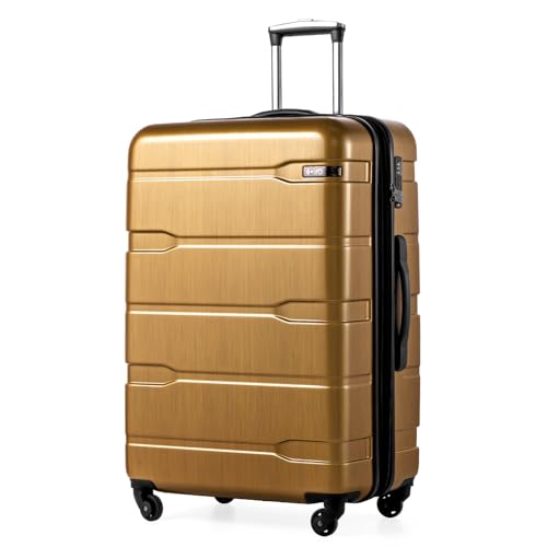 Image of Coolife Lugagge PC+ABS Hardshell Suitcase with TSA lock, Spinner Lightweight Carry on, Black Brown, Large (28 in Expandable)