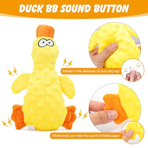 RAYITO Duck Dog Toys, Yellow Squeaky Dogs Toys Interactive Dogs Toy Durable Dog Chew Toys Dogs Soft Toy with Crinkle Paper for Small Medium Large Dogs Playing and Training - Image 4