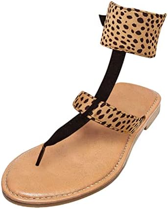 GILIGEGE Women's Sandals Summer Fashion Flat Clip Toed Leopard Buckle Sandals Casual Comfortable (A, 7)