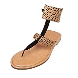 GILIGEGE Women's Sandals Summer Fashion Flat Clip Toed Leopard Buckle Sandals Casual Comfortable (A,