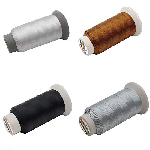 Eastern Fashional Life Heavy-Duty Size T70 #69 Bonded Nylon Sewing Thread - 1500 Yard Spool(Black&White&Grey&Brown) #TOP2