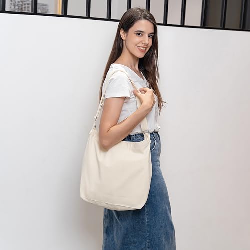 Image of Women's blank large Size Canvas Crossbody Tote Handbags Shoulder Bag Hobo Casual Tote Diy /gifts
