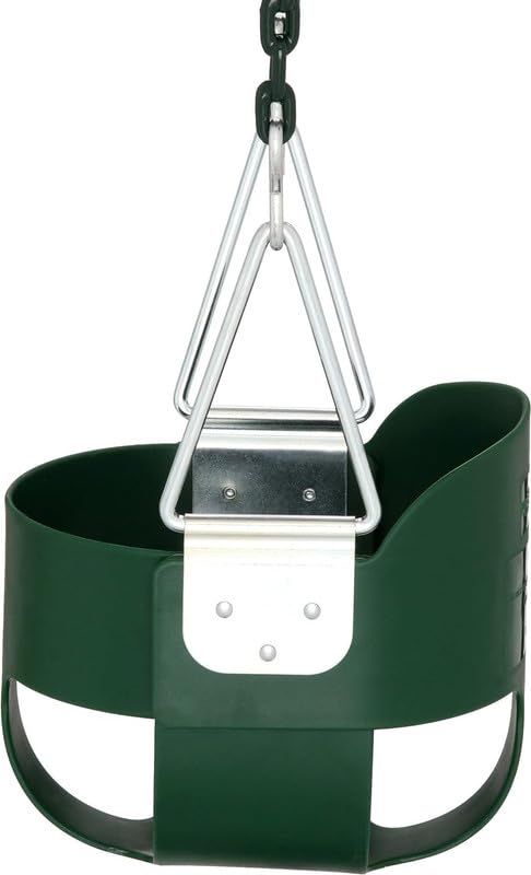 Image of Heavy-Duty High Back Full Bucket Toddler Swing Seat for Kids-Seat Only, Easy Install Fully Assembled, Green (Chain Not Included)