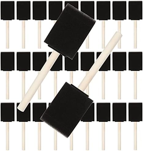 100 Pack 2 inch Foam Brush Sponge Wood Handle Paint Brush Foam Sponge Brush for Acrylics, Stains, Varnishes, Crafts