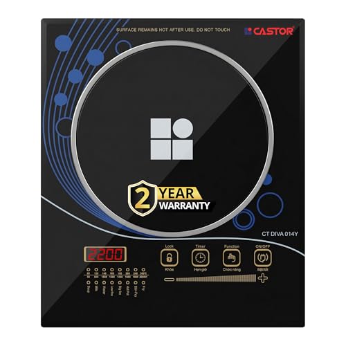 Image of iBELL Castor DIVA 014Y 2200W Induction Cooktop, Portable Electric Induction Cooker, Full Touch Control, 8 Cooking Modes, Fast Heating, Temperature Control, 2-Year Warranty