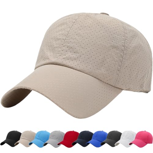 DURINM Gorra Unisex de Tamaño Ajustable Gorras de Hombre, Gorra Mujer, Ajustable. Transpirable, Secado Rápido, Gorra Beisbol Hombre, Running, Padel (Beige)