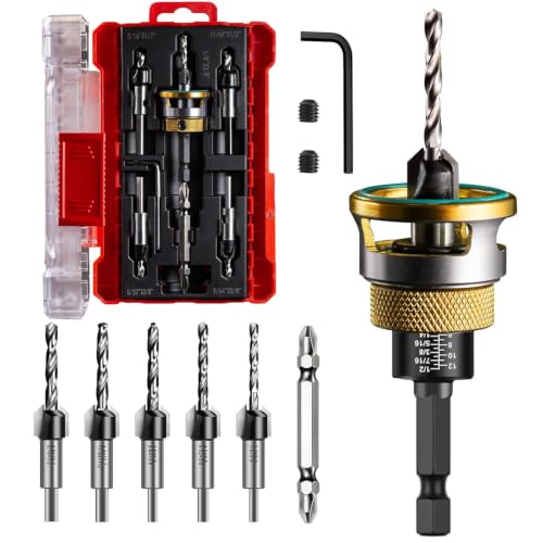 9 Pcs Countersink Drill Bit Set - 5 Pcs 2 Flute TCT Tapered