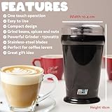 M4Y Electric Coffee Grinder, Bean, Nut & Spice Grinder, Powerful 150 Watt Motor with Large 70g Capacity, Compact Design Coffee Bean for Home Kitchen, One Touch Operation Includes Cleaning Brush - Image 3