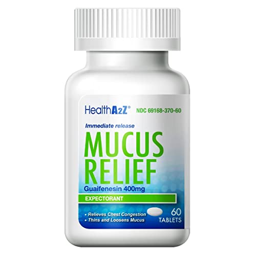 HealthA2Z® Mucus Relief | Guaifenesin 400mg | Immediate Release | Expectorant (60 Counts)