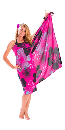 Womens Hibiscus Flower Swimsuit Sarong2