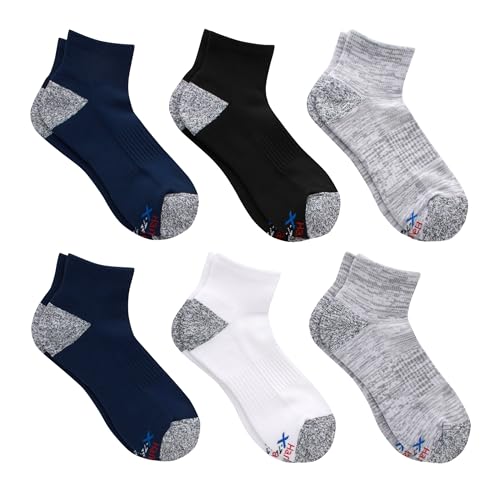 Hanes Men's Moves Performance, Moisture-Wicking Ankle & Low-Cut Socks, Breathable Mesh Panels, 6-Pack