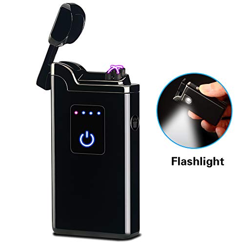 SunTime Dual Arc Lighter with Flashlight USB Rechargeable Flameless Windproof Electric Plasma Double