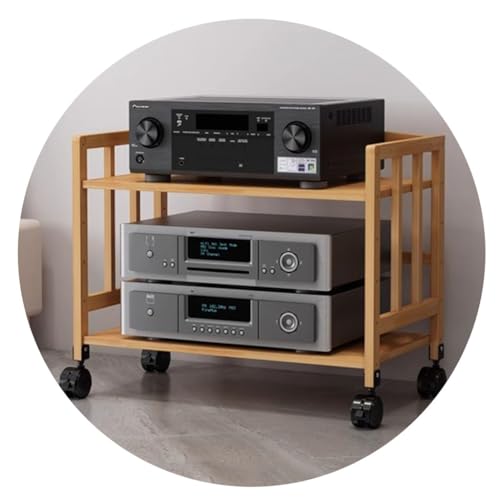 Mueble De Audio HiFi De Bambú De 2 Niveles, Estantes para Dispositivos De Transmisión, Estante AV, Estante De Almacenamiento para Componentes De Audio Y Wood Color 55 * 38 * 53cm(2Tier)