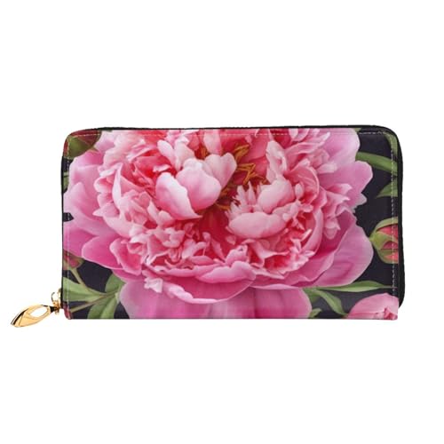 Portefeuille femme fermeture éclair grande capacité motif jungle vert pivoine