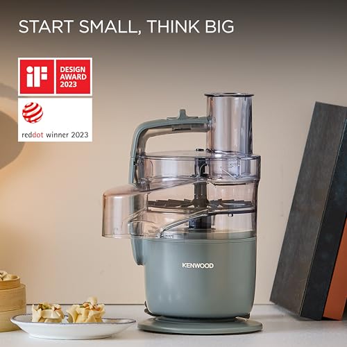 Foto von Kenwood MultiPro Go FDP22.130GY, Kompakt-Küchenmaschine nur 30cm hoch, zum Schneiden, Reiben, Pürieren und Teig Kneten, Express-Serve, 1,3 l Arbeitsbehälter, 650 W, Blau
