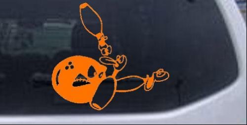 6in X 5.4in Orange -- Funny Bowling Ball and Pins Sports Car Window Wall Laptop Decal Sticker