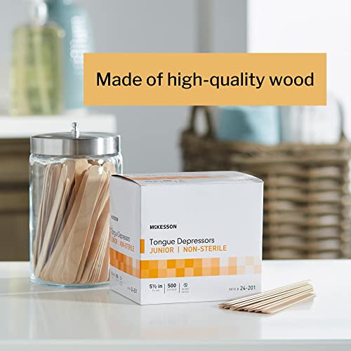 mckesson tongue depressors 5000 count junior size non-sterile wood unflavored splinter-free 55 in - use for medical arts crafts spa - 500 count pack of 10