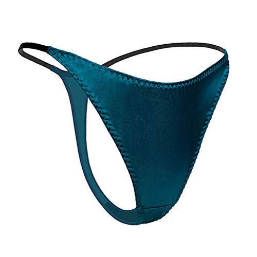 SilRiver Culotte String Femme en Satin de Soie – Coupe Seconde Peau pour Un Confort Longue Durée et Lingerie Douce (Bleu Turc, S)