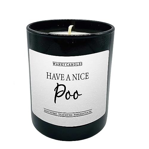 Wanky Candle - Have a Nice Poo | Hilarious & Cheeky Black Jar Candle for Bathroom