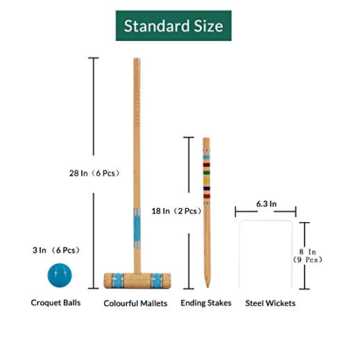 ApudArmis Six Player Wooden Croquet Set for Outdoor Fun and Precision - Image 2