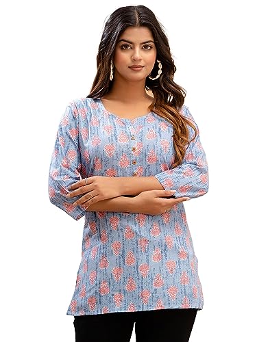 Image of feranoid Women Cotton Printed Straight Short Kurti