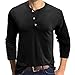 Men's Long Sleeve Basic Pullover Shirt Fashion Casual Stylish Henley Shirts Lightweight Soild Button T-Shirts (XX-Large,Black)