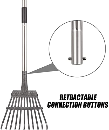 Rakes For Lawns Leaf Rake, 30.7”-50”Adjustable Garden Rake 8.7" Wide Lightweight Steel Handle,Plastic Head,For Gardeners,Kids Leaf Rake ,Camp Rake Garden Gloves #TOP2