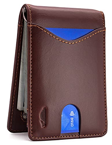 POCKT Slim Bifold Wallet for Men with Money Clip - Minimalist Leather RFID Blocking Front Pocket Mens Wallets | Chocolate2