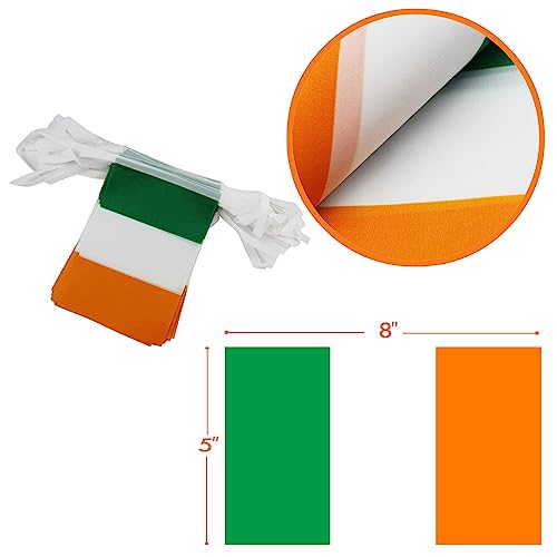 Ireland String Flag Pennant Banner - 38 Flags, 42 Feet Small Mini Irish Flags Bunting Banner for Country Decoration, School, Party, Sports Events, St. Patrick's Day