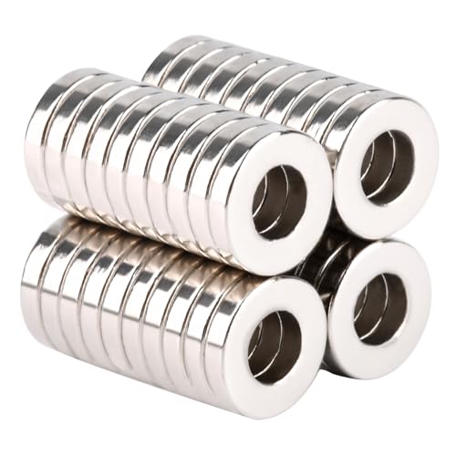 MIN CI anelli magnetici magnete al neodimio extra forte, 5x2 mm magnete con foro 10 mm anello rotondo piccolo magnete anello magnetico piatto potente 40 pezzi