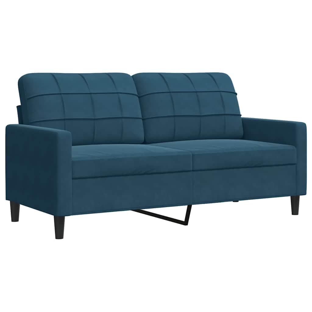 Set di 4 mobili imbottiti con cuscini in velluto blu per soggiorno e camera degli ospiti, moderno divano angolare con sgabello, salone, panca, sdraio, divano, paesaggio residenziale, mobili
