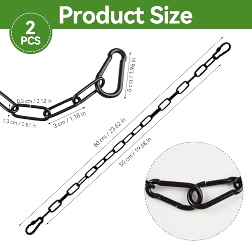 2 Stück 0.6M 304 Edelstahl Ketten Mit 4 Karabiner, 3 Mm Metallkette Stahlkette Schaukelketten, Kette Schwarz Stahlkette, Robuste Edelstahlkette Für Außenzaun Zauntore, Käfigtore, Haustiere, Gartentore