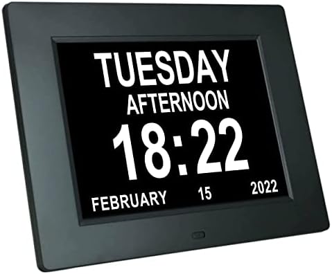 Levick Digital Day Date Time Clocks for Seniors Extra Large Calendar Dementia of the Week Clock 8 Alarms Reminder Elderly Memory Loss Impaired Vision Alzheimers (8-inch black) (8009 SD