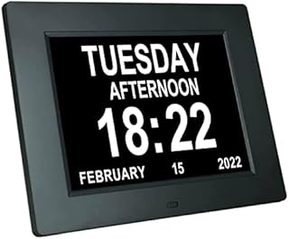 Levick Digital Day Date Time Clocks for Seniors Extra Large Calendar Dementia of the Week Clock 8 Alarms Reminder Elderly Memory Loss Impaired Vision Alzheimers (8-inch black) (8009 SD