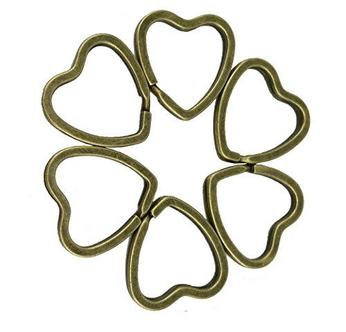 yueton Pack of 50 Metal Heart Shaped Split Ring Key Ring Key Holder Keyfob Accessories Connector Keychain Keyring