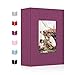 Photo Album 4x6,Linen Cover Slide-in Photo Album Book Can Holds 200 4x6 Photos with 50 Black Sheets for Baby Family Pictures Artwork or Postcards Storage (Purple)