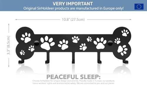 Dog Leash Holder - Unique Metal Wall Hanger With Bone and Paw Design - Pet Leash Hook and Key Organizer - Decorative Gift Idea for Dog Lovers - Image 3