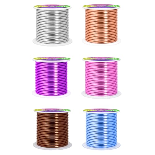 Image of Mandala Crafts 8 GA Blue Pink Brown Assorted Anodized Aluminum Craft Wire | 120 FT, Colored, Flexible, Bendable for Bonsai Armature Sculpting Wire Wrapping Jewelry Making, Weather & Tarnish Resistant